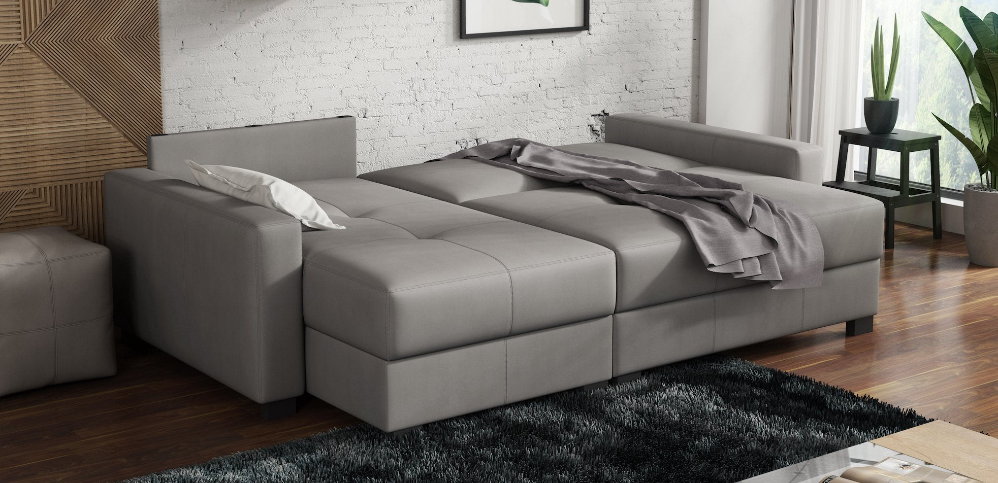 'MOCCA' King size Corner Sofa Bed with Storage UK main image