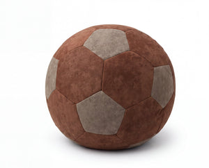 Match Day Football Pouffe in Tan & Mocha suede