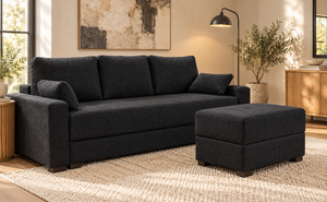 Mocca Grande Kingsize Storage Sofa Bed in Hydro Chenille Slate with 72cm x 50cm Storage Footstool