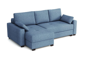 Mocca King Size Corner Sofa Bed in Hydro Weave Faded Denim