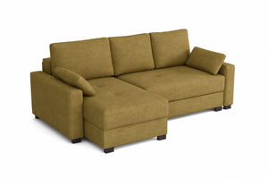 Mocca King Size Corner Sofa Bed Left Honey Gold Marble Velvet