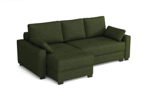 Mocca King Size Corner Sofa Bed in Marble Velvet Rifle Green