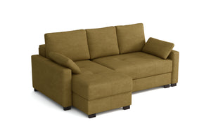 Mocca Mini Corner Sofa Bed Left Honey Gold Marble Velvet