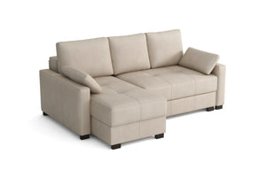 Mocca Mini Corner Sofa Bed in Hydro Suede Pure Sand