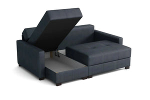 Mocca Mini Corner Sofa Bed in Pure Sand Hydro Suede Fabric SofaBedExpert.co.uk