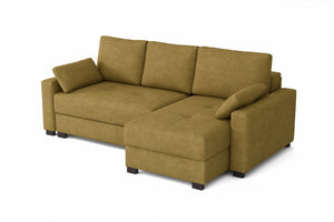 Mocca King Size Corner Sofa Bed Right Honey Gold Marble Velvet
