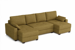 Mocca U-Shaped Sofa Bed Honey Gold Marble Velvet