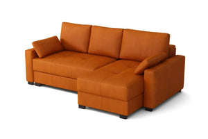 Mocca King Size Corner Sofa Bed in Hydro Suede Rust
