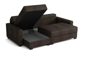 Mocca King Size Corner Sofa Bed in Hydro Suede Dark Chocolate SofaBedExpert.co.uk