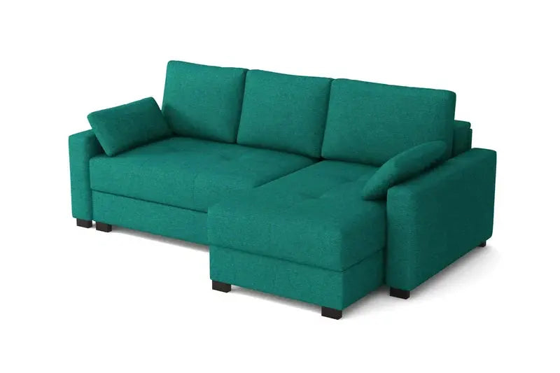 Mocca King Size Corner Sofa Bed in Hydro Chenille Turquoise