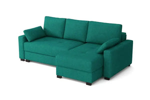 Mocca King Size Corner Sofa Bed in Hydro Chenille Turquoise