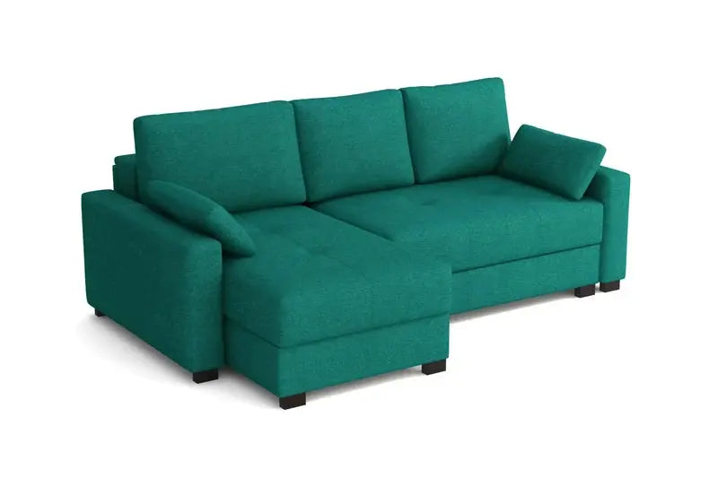 Mocca King Size Corner Sofa Bed in Hydro Chenille Turquoise