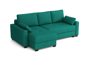 Mocca King Size Corner Sofa Bed in Hydro Chenille Turquoise