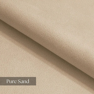 Mocca Mini Corner Sofa Bed in Pure Sand Hydro Suede Fabric SofaBedExpert.co.uk