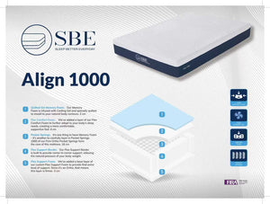 Align 1000 mattress specification sheet from the manufacturer with layer by layer construction