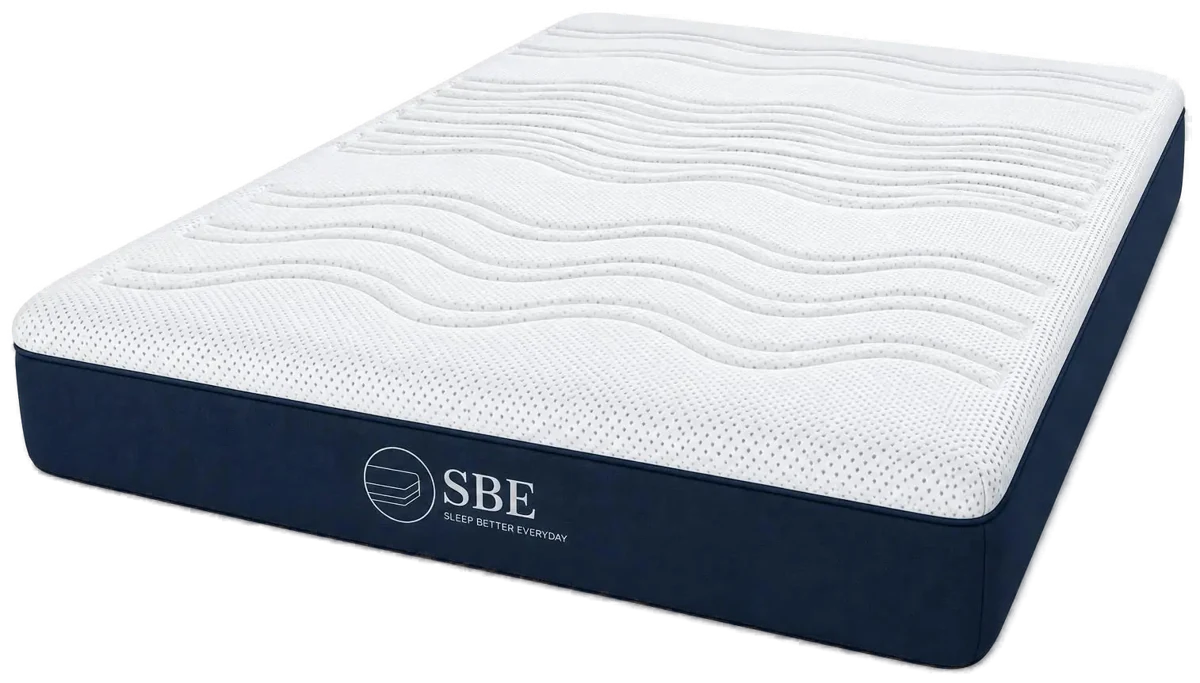 Sofa Bed Expert pocket sprung mattress with quilted cooling gel memory foam top and navy border